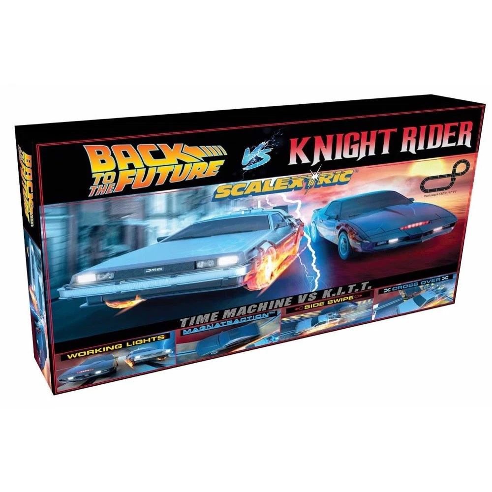 Scalextric C1431 Back to the Future vs Knight Rider Slot Car Set