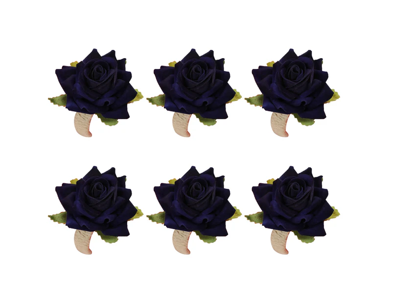 Minbaeg 6Pcs Napkin Rings Romantic Eye-catching Fabric Formal Occasions Serviette Buckles for Wedding-Navy Blue