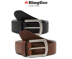 KingGee Mens Stretch Logo Belt Leather Elastic Active Work Steel Buckle K99027 - Black