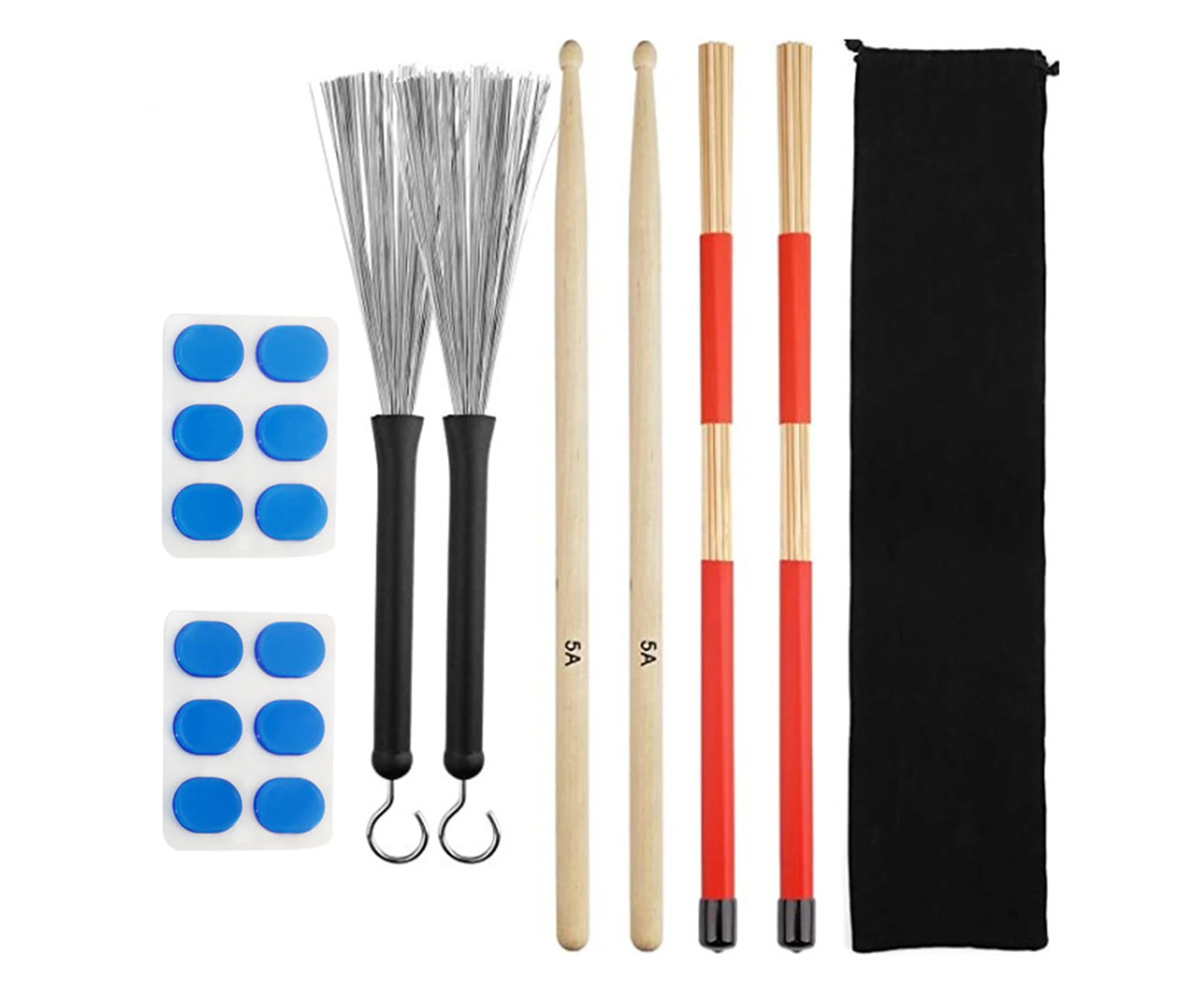 Drum Brush Set Anti-Scratch Retractable Compact Wire Sticks Comfortable Handle Drum Brush Kit for Band - Blue