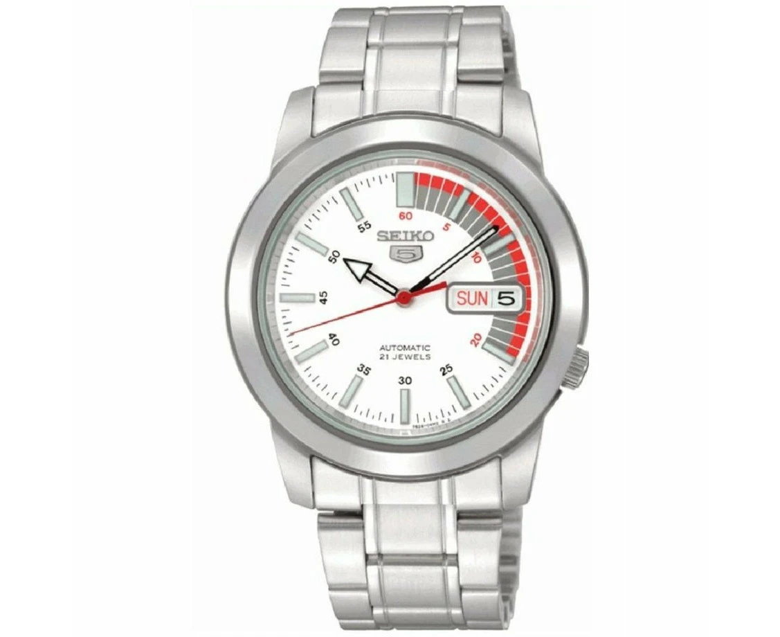 Seiko 5 SNKK25K1 White Dial Stainless Steel Men's Automatic Analog Watch