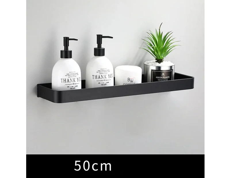 Bathroom Shelf Bath Shower Shelf Aluminum Black Bathroom Corner shelf Wall Mounted Black Aluminum Kitchen Storage holder—50cm