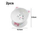 2pcs Cat Bowls Ceramic Raised Cat Bowl Tilted Protect Cat's Spine, Stress Free, Prevent Vomiting-style5