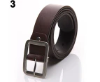 Men's Fashion Solid Color Faux Leather Buckle Waist Strap Business Casual Belt Coffee