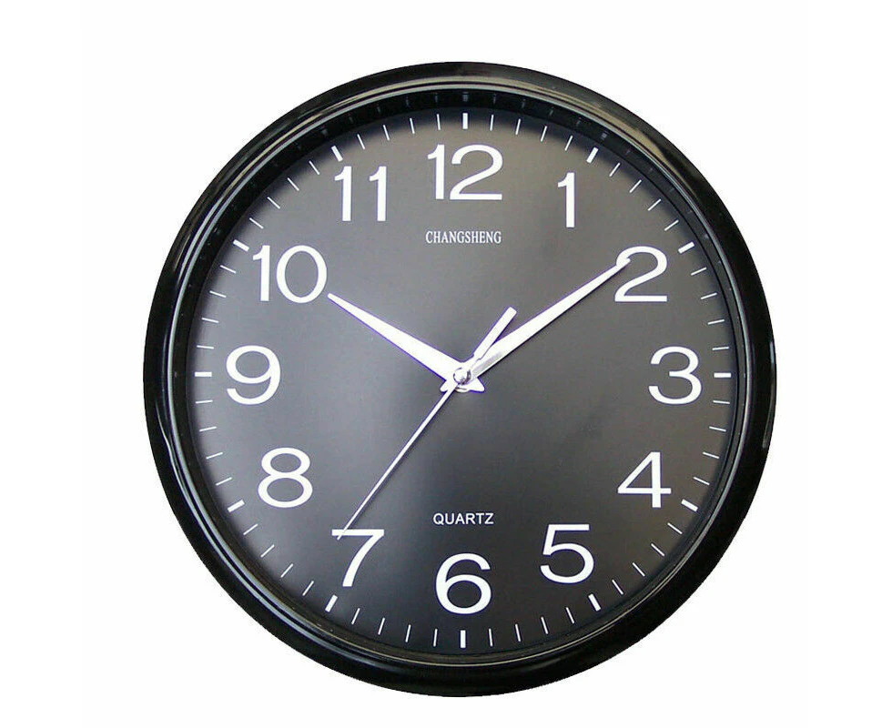 （Black）Wall Clock Quartz Round Square Wall Clock Silent Non-Ticking Battery Operated