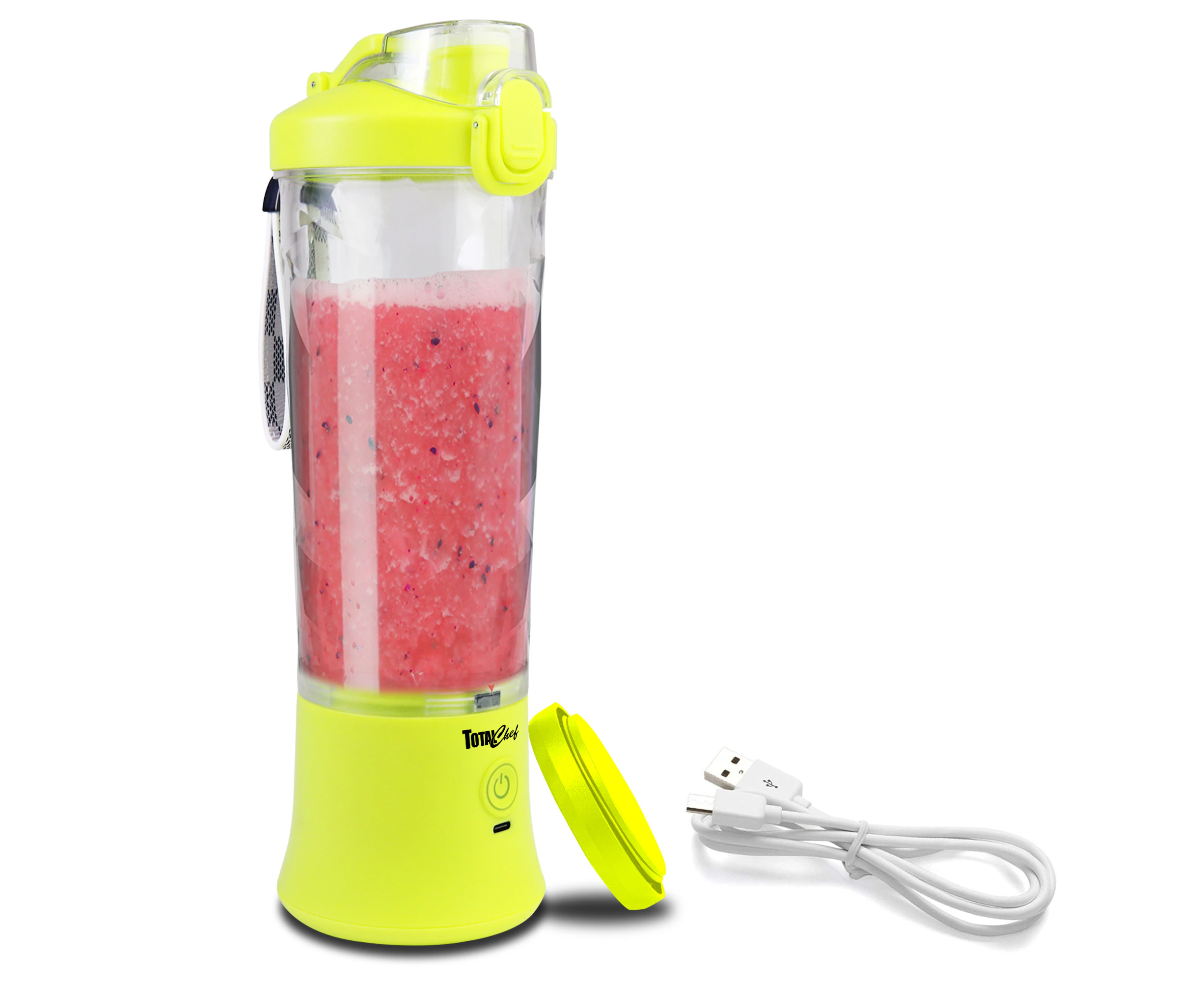 Total Chef Portable Blender Smoothie and Drinks Maker 600 ml (Neon Green)