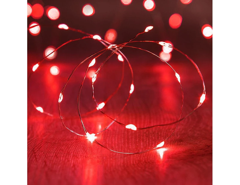 Erlez 2/5/10m LED Copper Wire Fairy String Lights Garland Wedding Garden Party Decor-Red 5M 50LED