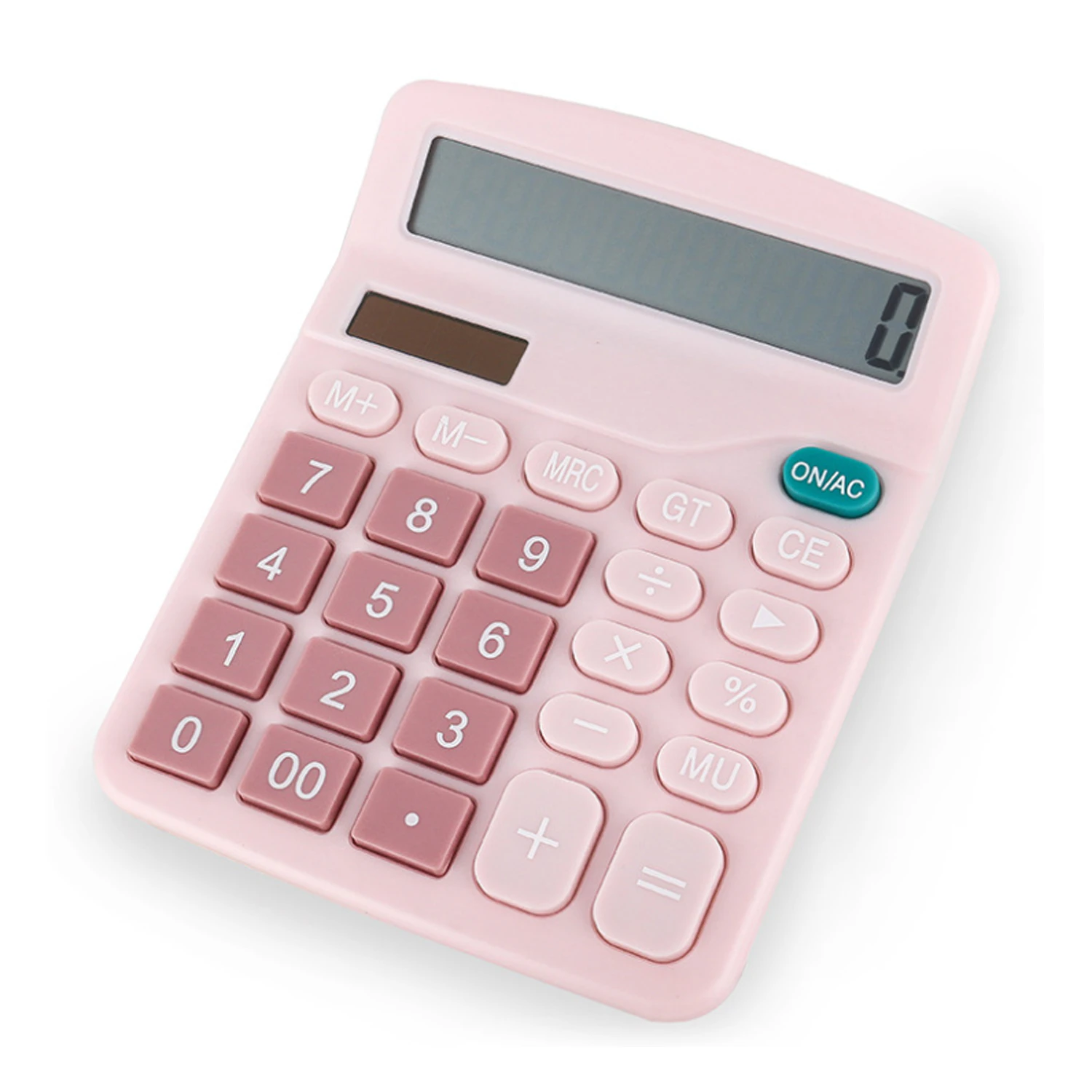 Desktop Calculator 12 Digit solar power Large display School Home Office - Pink