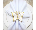 Minbaeg 4Pcs Napkin Buckle Butterfly Shape Stunning Visual Effect Alloy Butterfly Napkin Rings Hotel Napkin Buckles Home Supply-Pink