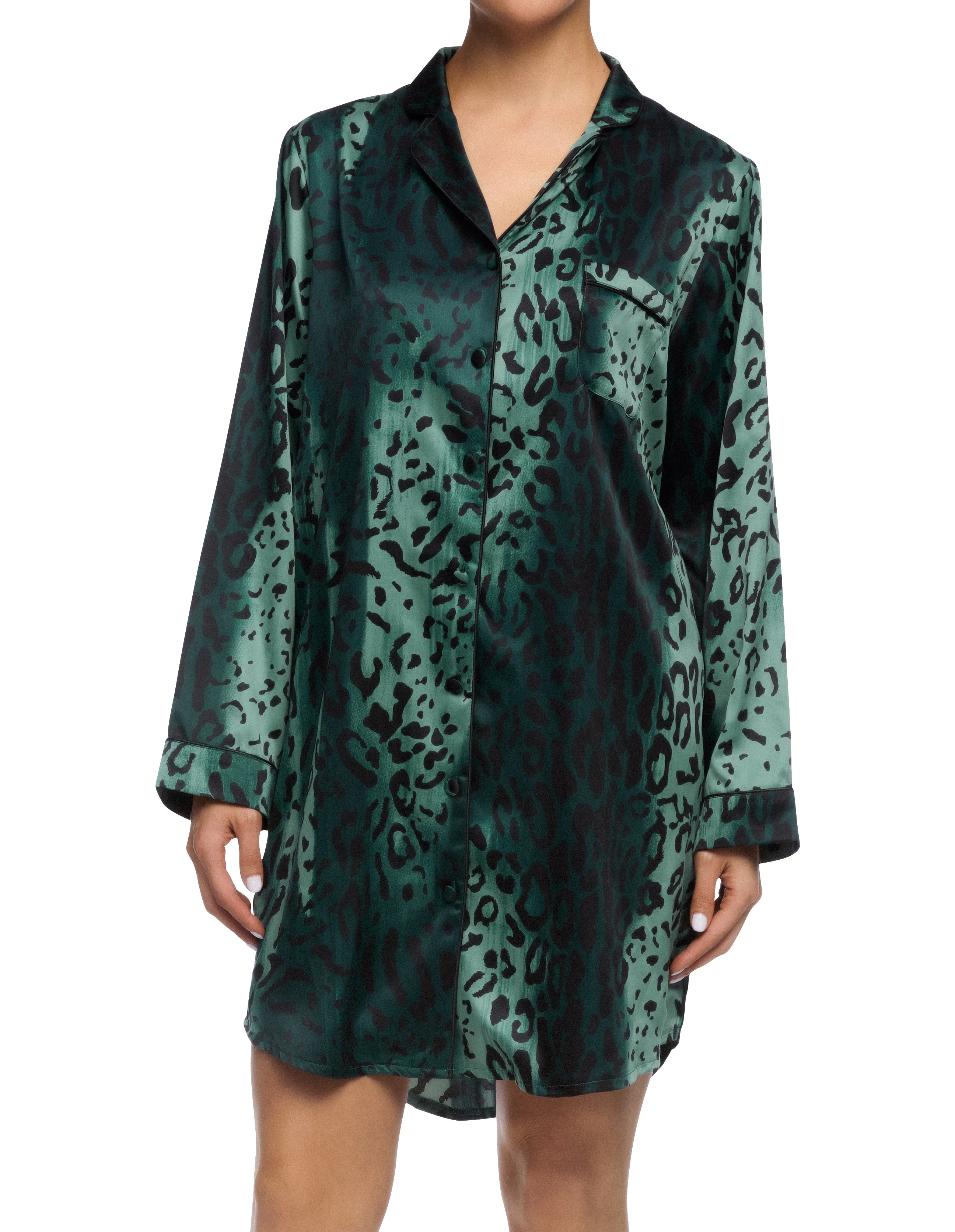 Sienna Satin Nightshirt  - Sainted Sisters - Green Animal