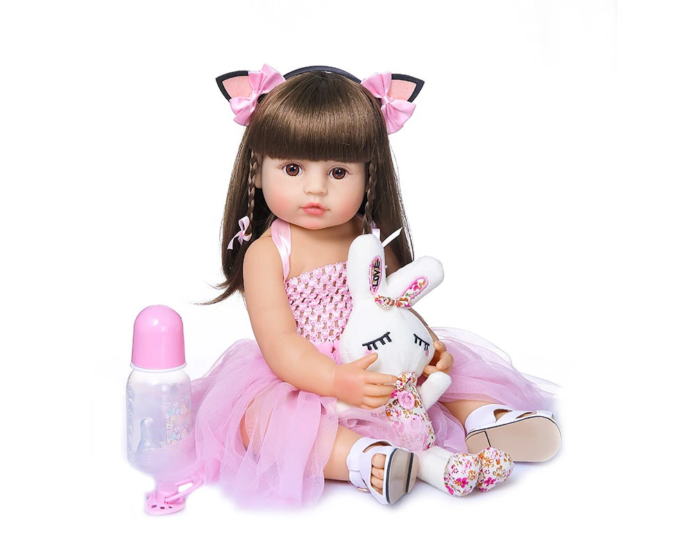 NPK 50CM Full Body Soft Silicone Popular Sweet Face Reborn Toddler Baby Girl Doll Birthday Christmas Gift High Quality Doll