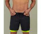 DECATHLON NABAIJI Men's Swimming Jammer-Swim Short - 500 Fiti Black/Yellow/Beige