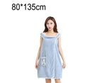 Off Shoulder Wearable Bath Towel Wrap Women Water Absorbent Beach Spa Gym Bathrobes Slip Dress blue