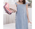 Off Shoulder Wearable Bath Towel Wrap Women Water Absorbent Beach Spa Gym Bathrobes Slip Dress blue