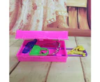 Plastic Travel Box for Dolls DIY Children Kids Girls Pretend Play Furniture Toys-Pink