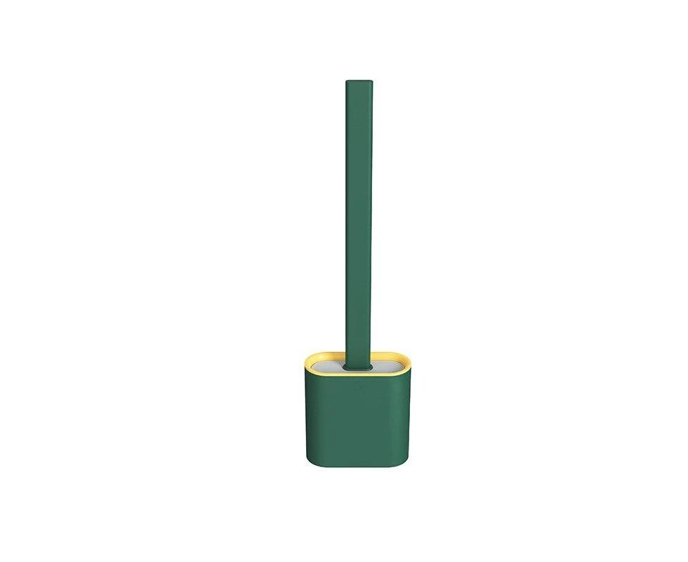 Flexible Silicone Toilet Brush With Holder - Green Color