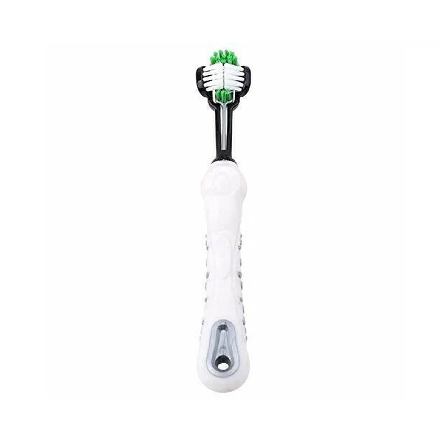 Three Sided Dog Toothbrush Reduce Tartar Teeth + Back Up Brush Cleaning tool - White