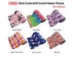 190GSM Girls Cute Soft Coral Fleece Throw 127 x 152cm Star Unicorn