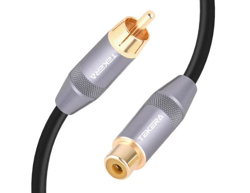 TEKERA Subwoofer Coaxial Dual Shielded  Male to Female RCA Extension Audio Cable - 1.5m