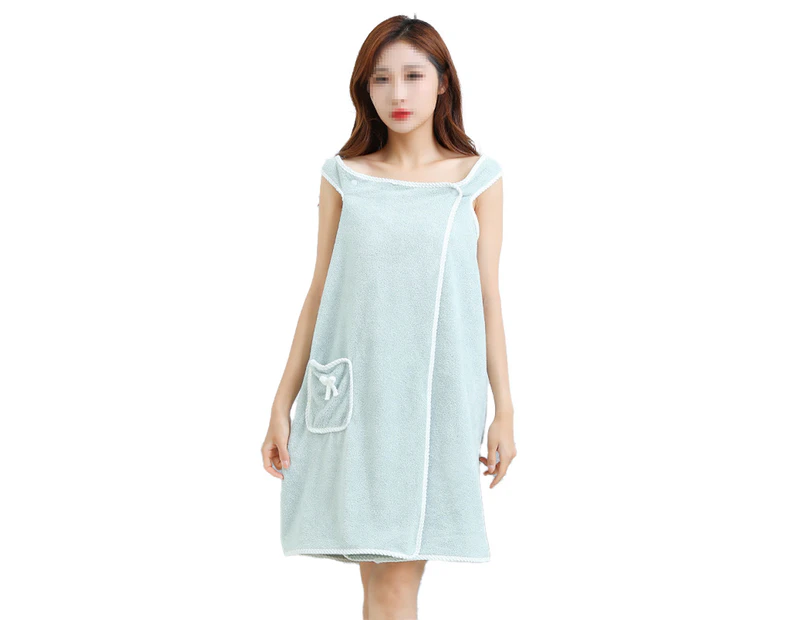 Off Shoulder Wearable Bath Towel Wrap Women Water Absorbent Beach Spa Gym Bathrobes Slip Dress green