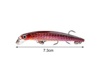 7.3cm/3g Fishing Lure Realistic Sharp Hooks 3D Eyes Sinking Minnow Artificial Hard Bait Crankbait for Outdoor - A