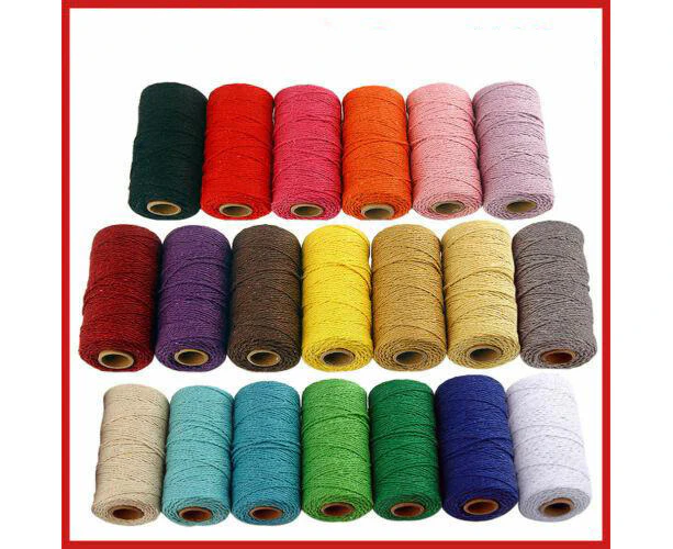 2mm 100m Cotton Twisted Cord Craft Macrame Artisan Rope Craft String Diy Rustic - Coffee