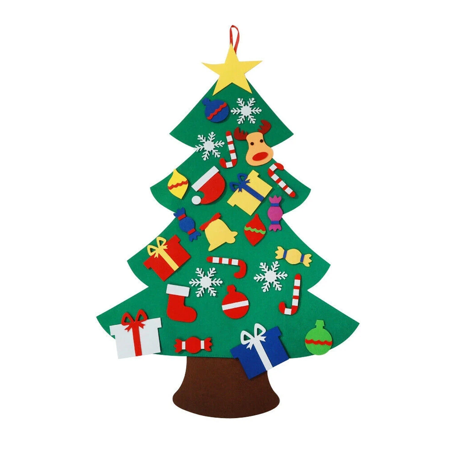 Felt Christmas Tree Set DIY with Removable Ornaments Xmas Hand Craft Decorations - C & Multi-Colour Light