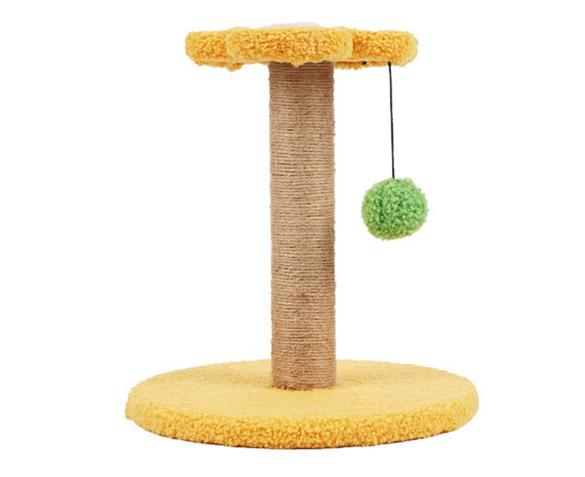 Leiou Cat Climbing Frame Flower Shape Relieve Boredom Natural Sisal Stable Kitten Scratching Tower Pet Supplies-Yellow