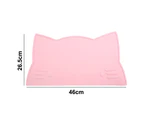 Cat Food Mat, Silicone Waterproof Non Slip Pet Mat, Raised Edge Cat Feeding Mat-pink