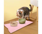 Cat Food Mat, Silicone Waterproof Non Slip Pet Mat, Raised Edge Cat Feeding Mat-pink