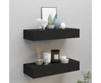 vidaXL Wall-mounted Drawer Shelves 2 pcs Black 60x23.5x10cm MDF