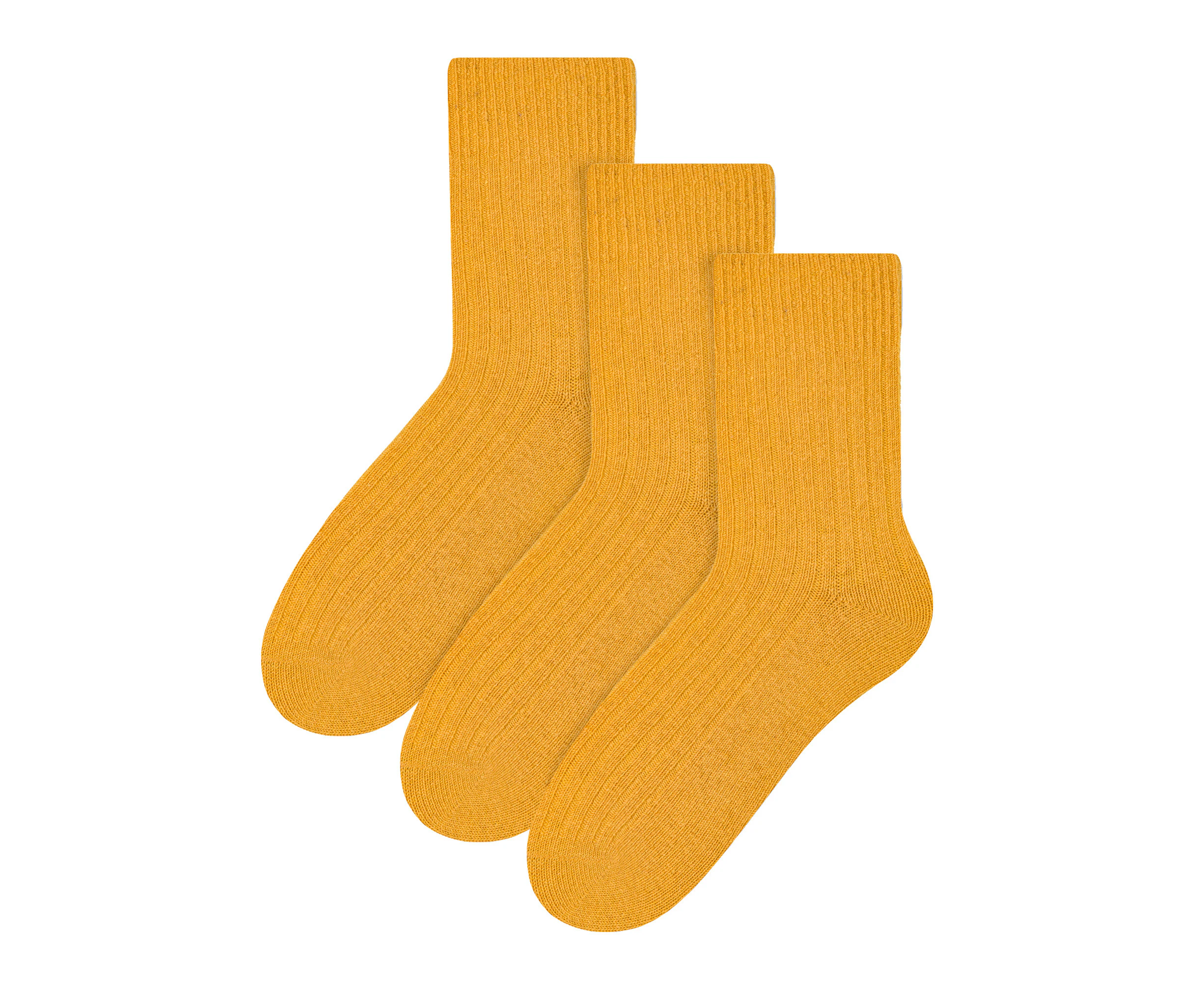 3 Pairs Multipack Womens Wool Dress Socks | Steven | Ladies Breathable Cushioned Hiking/Trekking Warm Socks - Yellow - Yellow