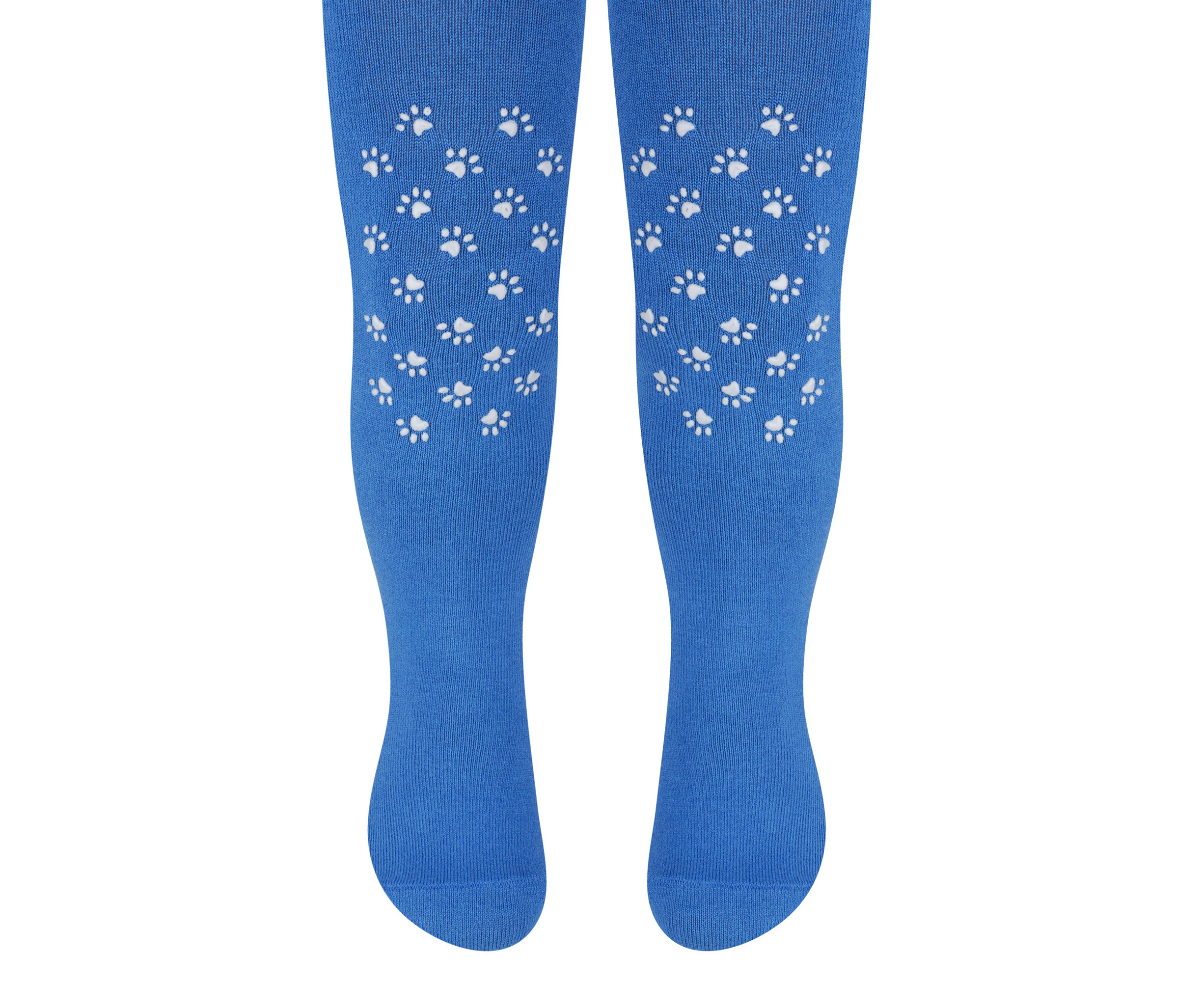 Baby Tights with Grips | Steven | Cotton Soft Anti-Slip Tights with Stars, Hearts, and Paw Patterns - Paws (Royal Blue) - Paws (Royal Blue)