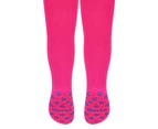 Baby Tights with Grips | Steven | Cotton Soft Anti-Slip Tights with Stars, Hearts, and Paw Patterns - Paws (Magenta) - Paws (Magenta)