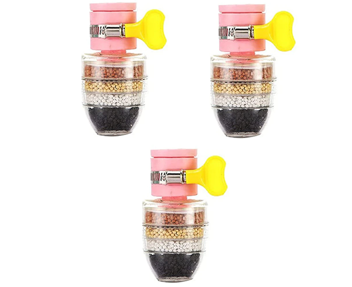 3 Pack Activated Carbon Faucet Water Filters Universal Interface Home Kitchen Faucet Tap Water Clean Purifier Filter Cartridge Layer Water Filter,Pink