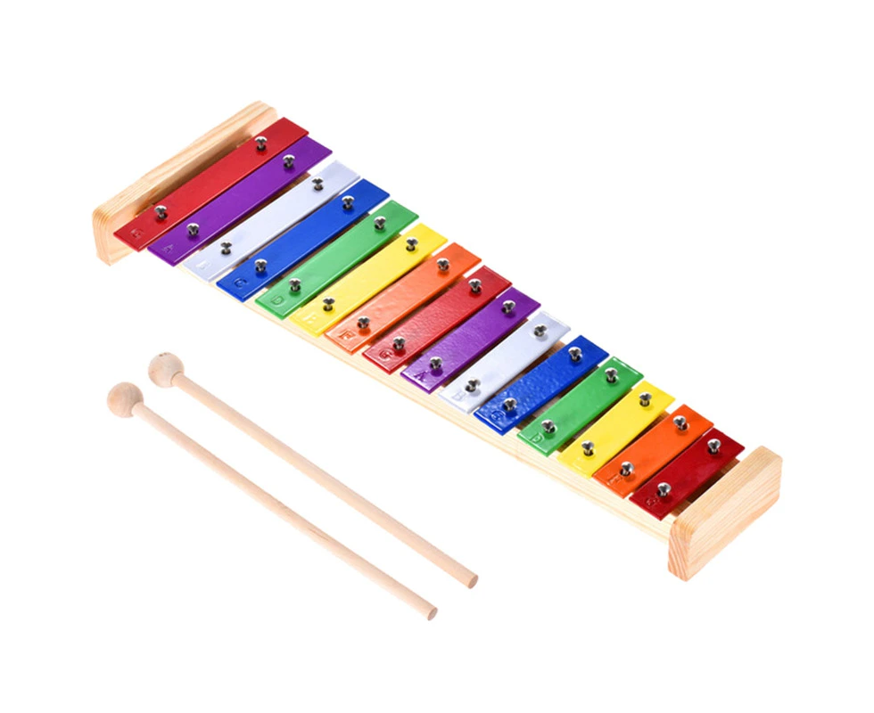 15 Notes Wooden Xylophone Percussion Musical Instrument Educational Kids Toy-Colorful