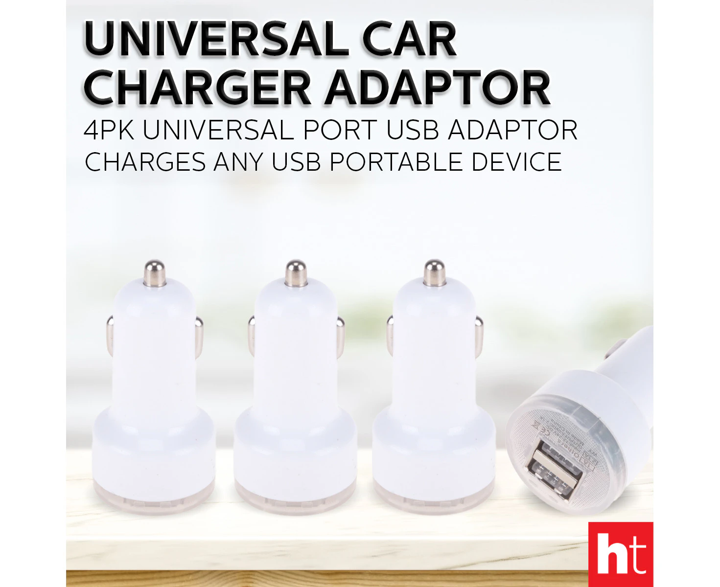 [4PK] Sas Mobile Dual Port Usb Car Charger, Compatible For Car Use , Double USB Port, Charges Any USB Portable Device , 2 USB Ports Can Charge 2 Compatible