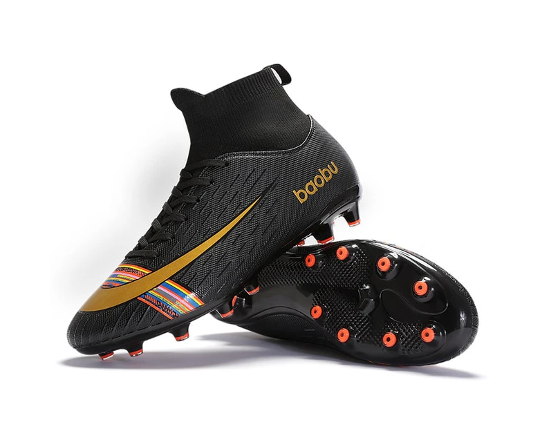 Men Sports Shoes Men's Futsal Football Boots Original Ankle Boot Trainers - Black