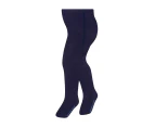 1 Pair Kids Merino Wool Tights for Winter | Steven | Ribbed Design Cosy Warm Tights for Girls - Navy - Navy