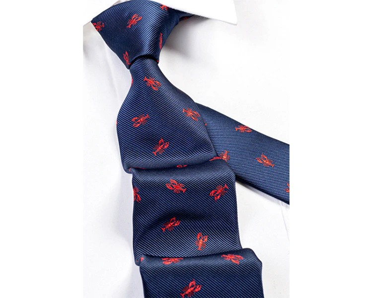 Kings Collection Men Formal Lobster Pattern Ties Polyester Blue Neck Tie