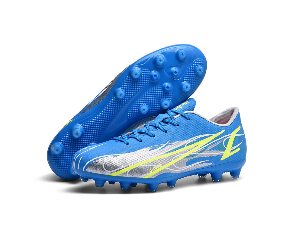 Turf Soccer Mens Soccer Shoes Men's Football Boots Indoor Men's Futsal Cleats-Blue