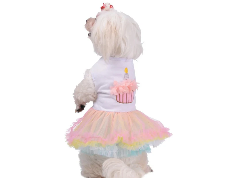 -m-Pet skirt Pet colorful cake skirt Dog princess dress Pet spring summer skirt