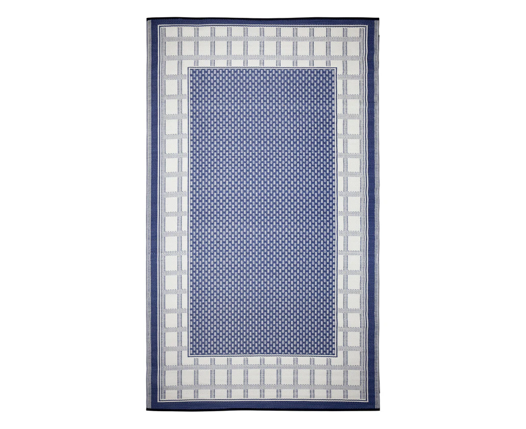 Europa Midnight Blue Geometric Reversible Recycled Plastic Outdoor Rug