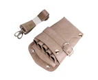 Barber Scissor Hairdressing Tool Holster Pouch Faux Leather Waist Shoulder Bag-Khaki