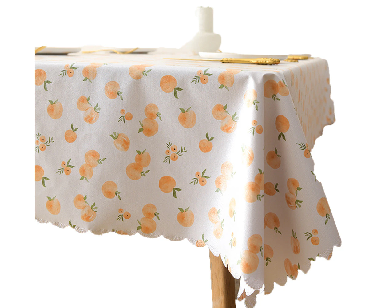 Modern-Watercolor peach circle with elastic edge to fit the tablecloth in beautiful peach red-fresh leaf (waterproof and oil proof)