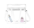 Clear bags Stadium Approved Clear Tote Bag with Zipper Closure Crossbody Messenger Shoulder Bag with Adjustable Strap,White