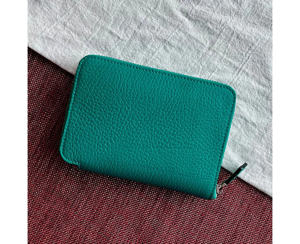 Genuine Leather Short Wallet Unisex Card Holders Luxury Design Women Fashion Small Purse Famous minimalist Men Slim Money Bag—Green