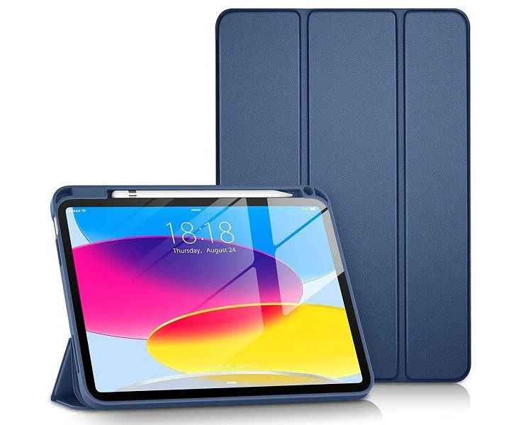 For Apple iPad 10th Gen Case, 10th Generation 10.9 inch 2022 Folio Leather Case Cover With Pencil Holder (Navy Blue)