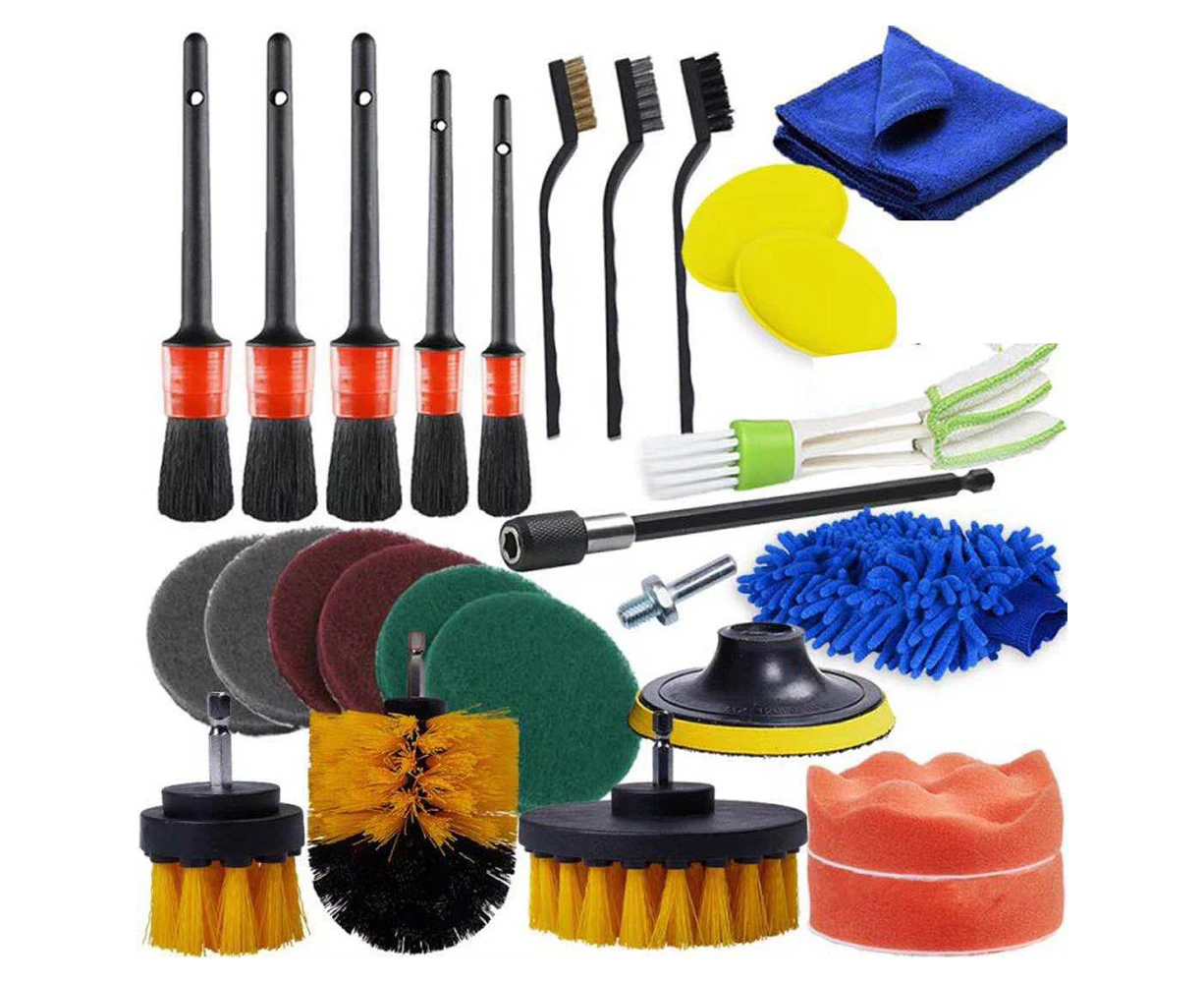 27 Pieces Car Cleaning Brushes Kit Car Detailing Supplies Household Cleaning Kit