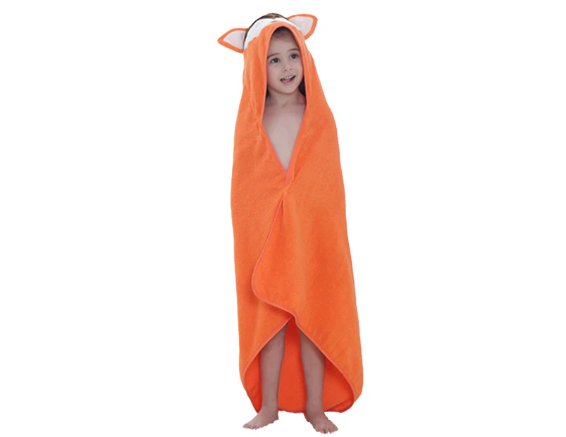 Soft Hooded Baby Towel Cartoon Kids Bath Towels - Orange